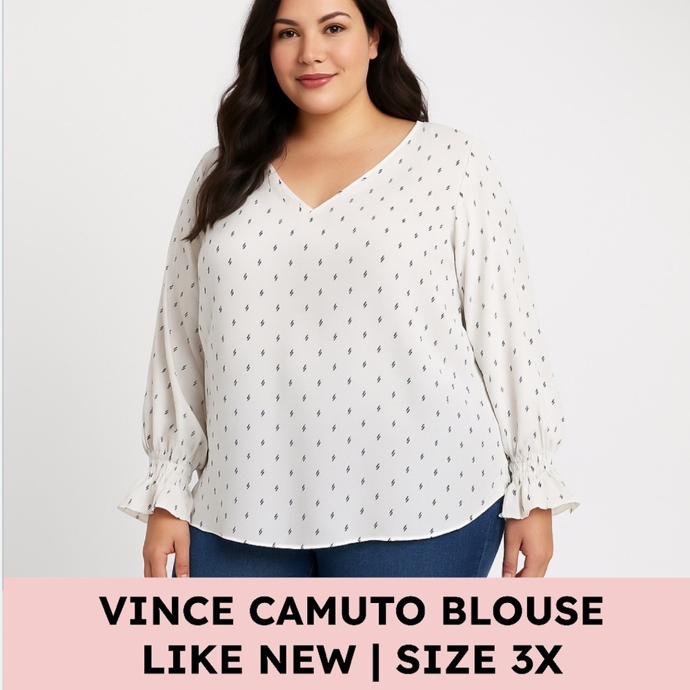 Vince Camuto Cream Blouse with Subtle Pattern - Picture 9 of 10